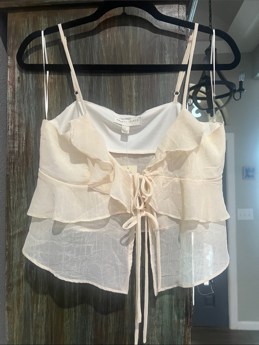 Twenty8Twelve Cream Ruffle Tie-Front Camisole